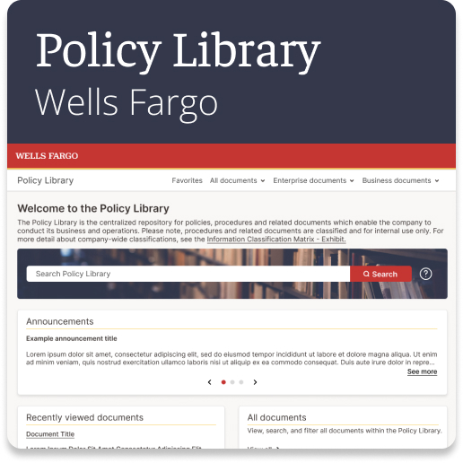 Link to Policy Library Wells Fargo page