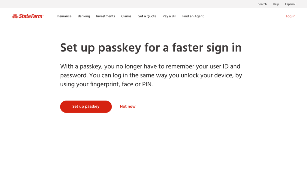 Image of set up passkey interstitial page