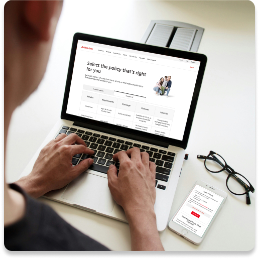 Image of a person looking at life insurance policies on statefarm.com