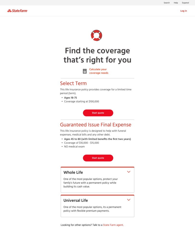 Decorative image of the original life insurance funnel page